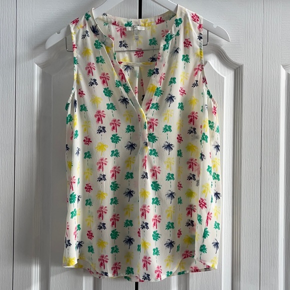 🌴 JOIE Aruna Silk Palm Sleeveless Blouse, Small. - Picture 3 of 7